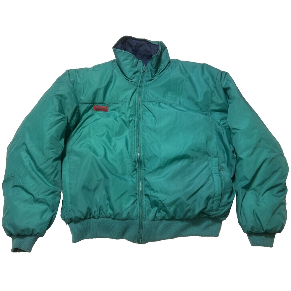 Vintage Columbia Reversible Jacket Mens XL Green & Navy Full Zip Windbreaker 90s